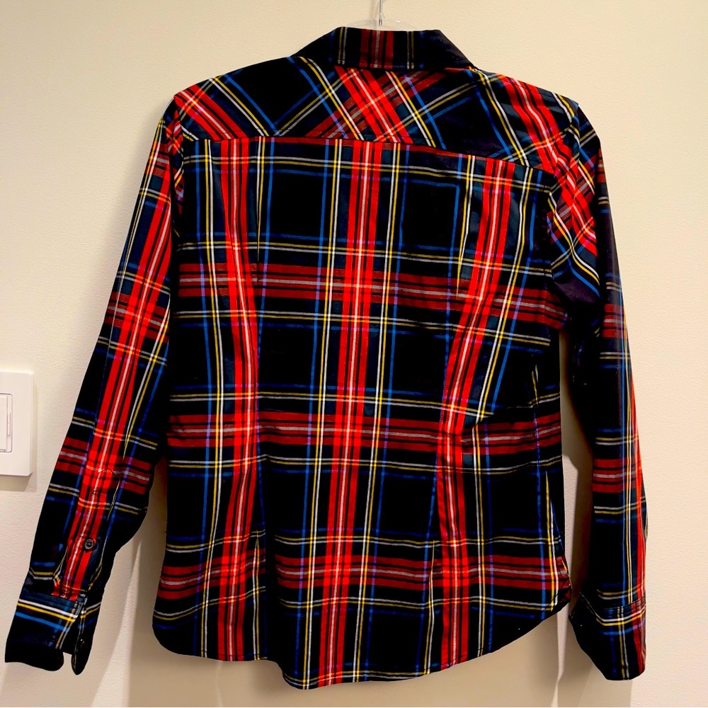 NWOT- J.Crew Red, Blue, golden-yellow & Black Plaid Button Down Size Small - Picture 2 of 13